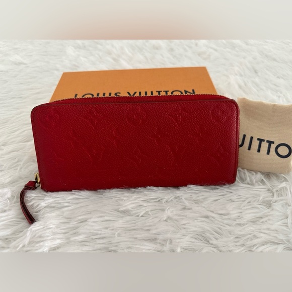 Authentic Louis Vuitton Empreinte Portefeuille Clemence Red Leather Wallet - Picture 1 of 15